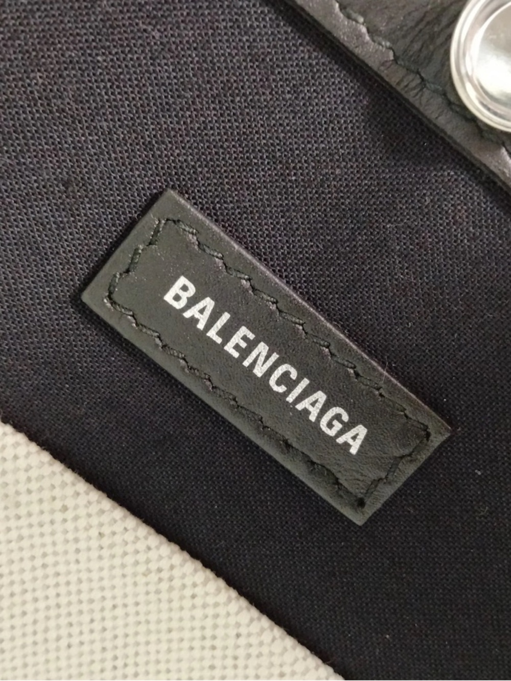 BALENCIAGA  Navy Cabas XS Canvas Leather Crossbody Bag Clutch White Black - Picture 8 of 10